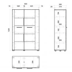Loftscape Buffet haut Mantador - Blanc -Meubles de salle à manger Soldes Magasin 1000312608 211216 120711000539 SKETCH DETAILS P000000001000312608 sketch