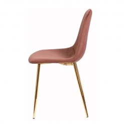 Jack & Alice Chaise Yoyce II - Velours / Métal - Doré - Velours Tiru: Saumon - Lot de 4 -Meubles de salle à manger Soldes Magasin 1000312631 211206 08175200044 DETAILS P000000001000312631