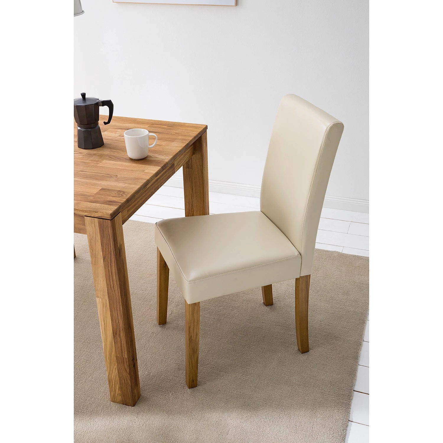 Ars Natura Chaise capitonnée Nella I - Beige - Lot de 4 3 Ars Natura Chaise capitonnée Nella I - Beige - Lot de 4 – Image 3