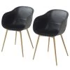 Mørteens Chaise à accoudoirs Odon - Matière plastique / Métal - Imitation chêne - Noir - Lot de 2
