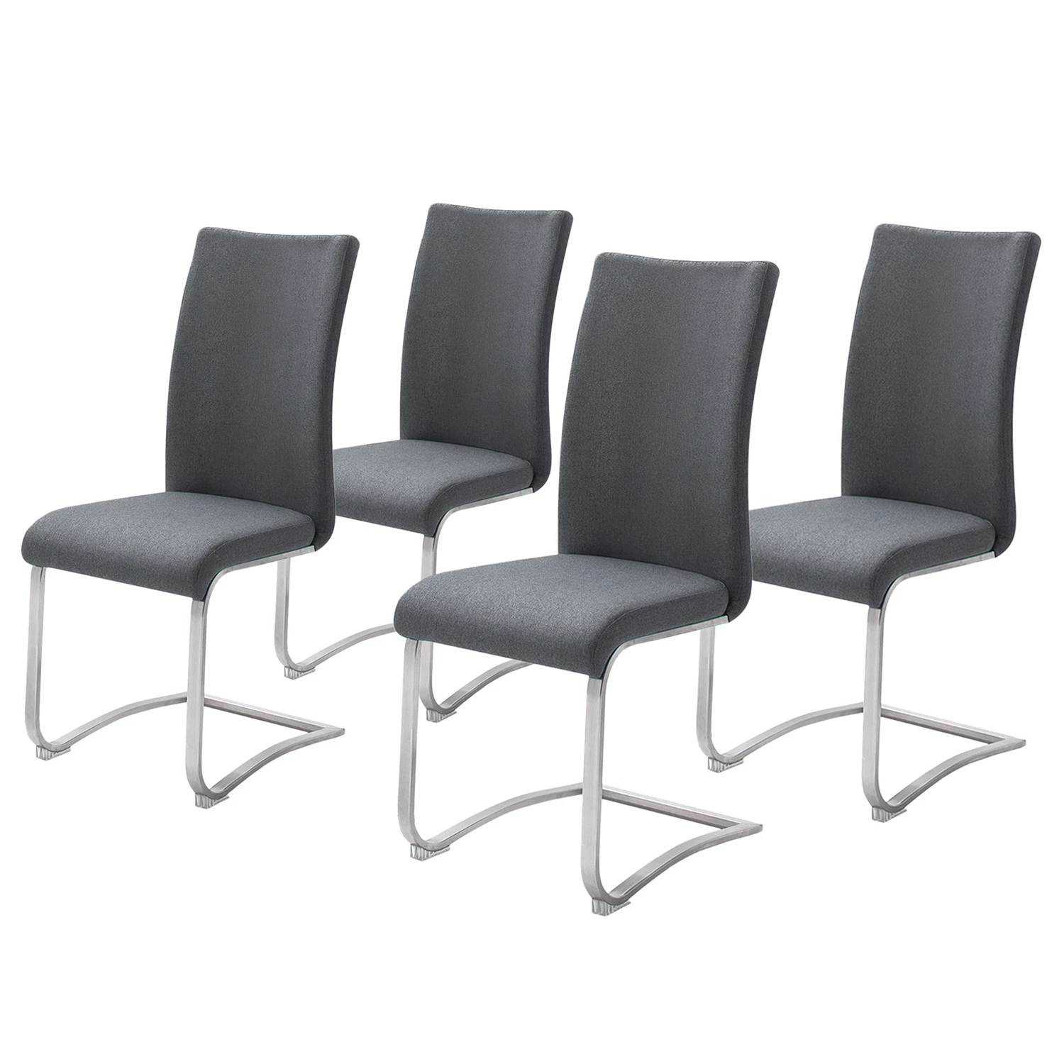 Fredriks Chaises cantilever Marco II - Tissage à plat / Acier inoxydable - Anthracite - Lot de 4 1 Fredriks Chaises cantilever Marco II - Tissage à plat / Acier inoxydable - Anthracite - Lot de 4