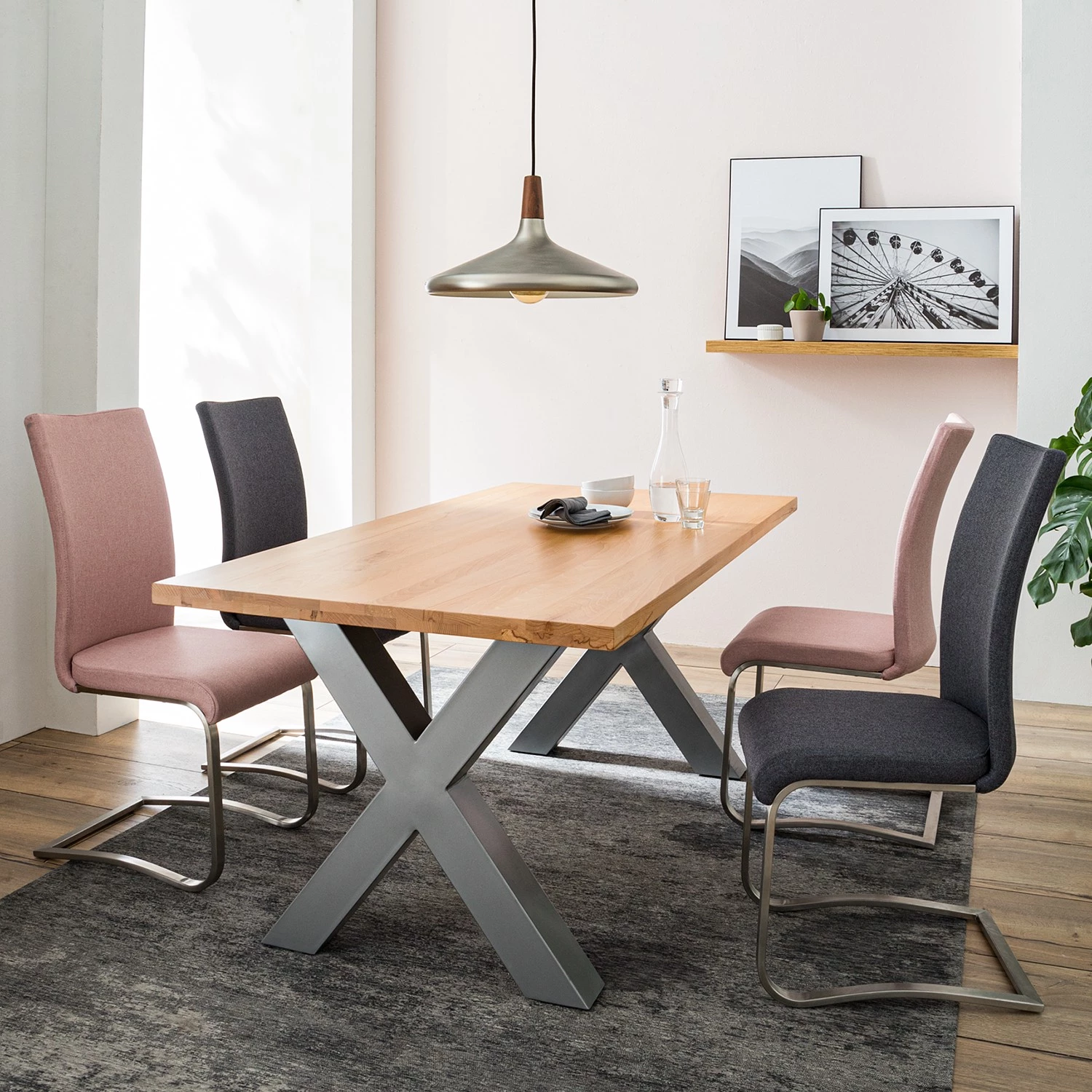 Fredriks Chaises cantilever Marco II - Tissage à plat / Acier inoxydable - Anthracite - Lot de 4 2 Fredriks Chaises cantilever Marco II - Tissage à plat / Acier inoxydable - Anthracite - Lot de 4 – Image 2