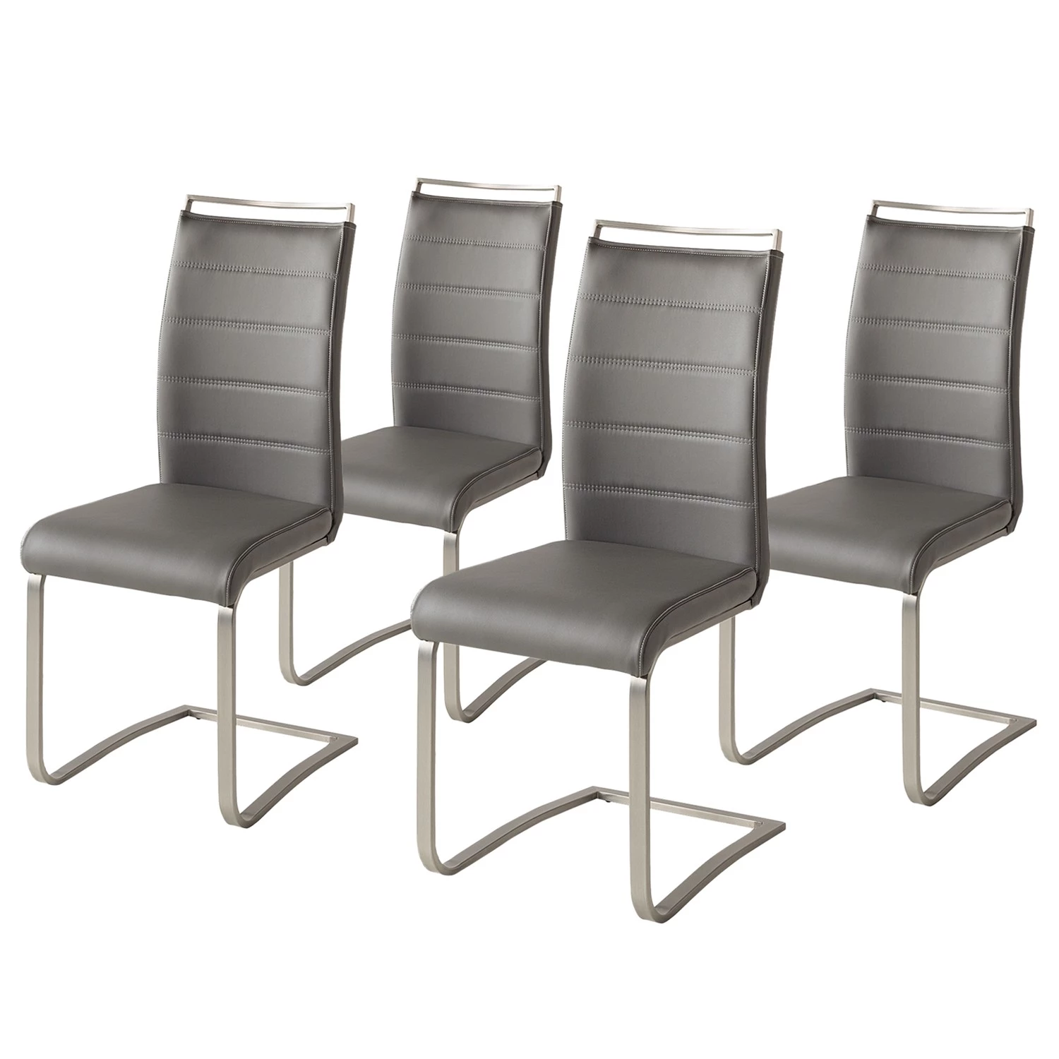 Fredriks Chaise cantilever Lezuza - Cuir synthétique Leja: Gris - Lot de 4 1 Fredriks Chaise cantilever Lezuza - Cuir synthétique Leja: Gris - Lot de 4