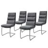 Fredriks Chaise cantilever Abenra - Tissu structuré / Acier - Acier inoxydable - Gris - Lot de 4