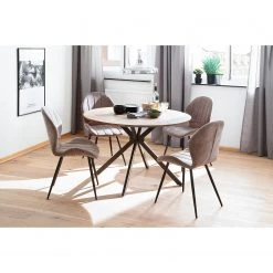 Loftscape Chaises Liena - Microfibre / Métal - Noir - Sable vintage - Lot de 4 -Meubles de salle à manger Soldes Magasin 1000313389 211209 14223000048 MOOD DETAILS P000000001000313389 mood