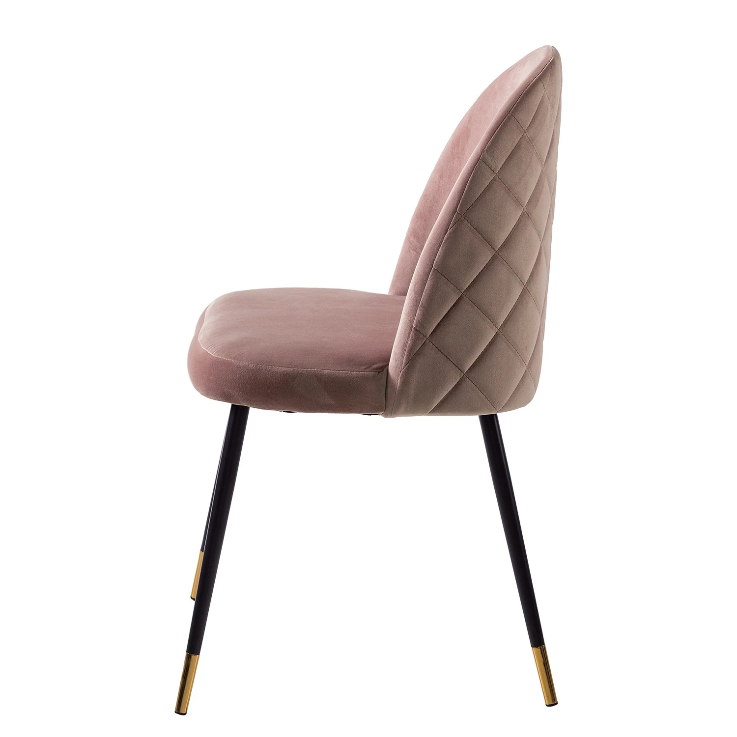 Jack & Alice Chaise capitonnée Farum - Velours / Acier - Noir - Velours Zala: Rose vieilli - Lot de 2 5 Jack & Alice Chaise capitonnée Farum - Velours / Acier - Noir - Velours Zala: Rose vieilli - Lot de 2 – Image 5