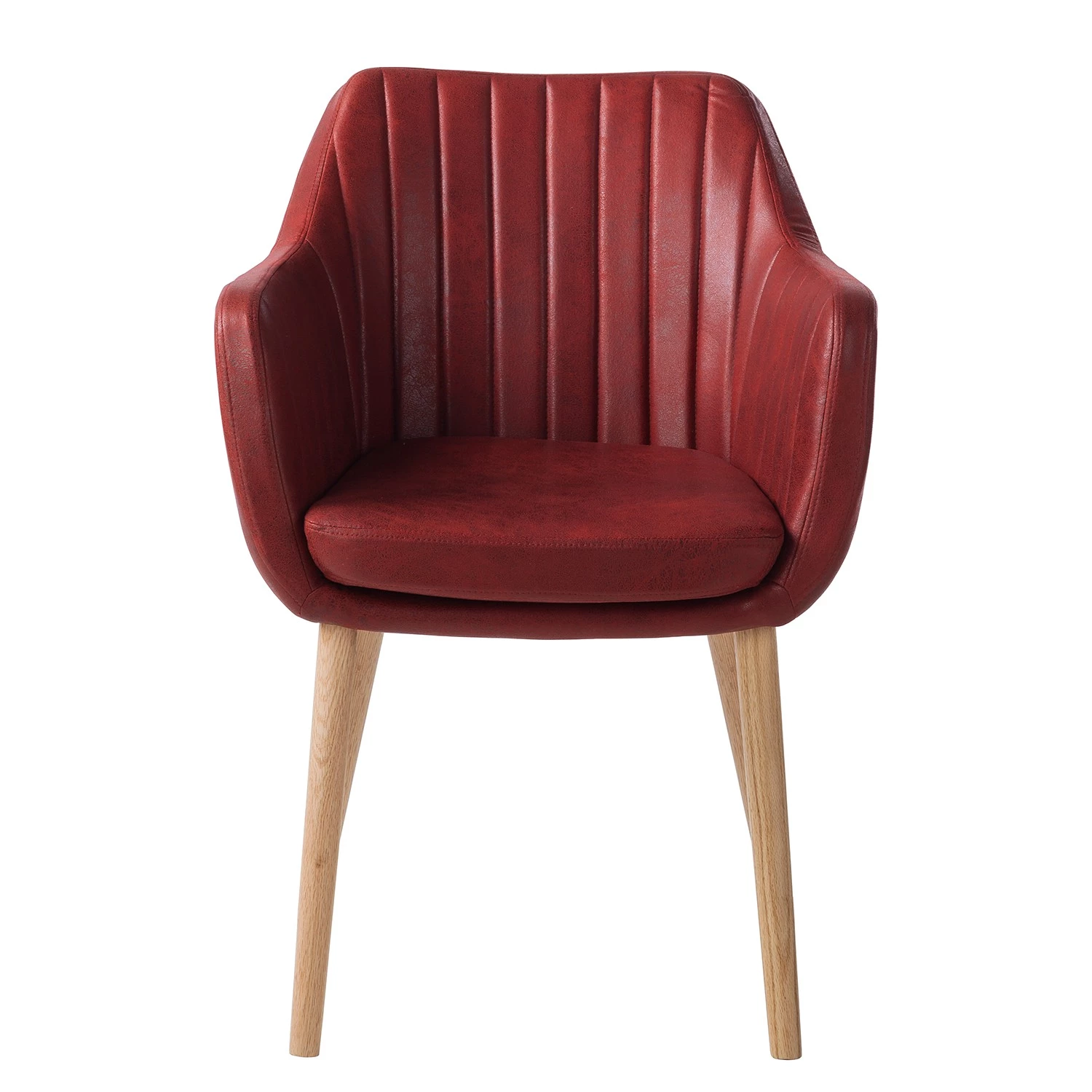 Mørteens Chaise à accoudoirs Leedy IV - Imitation cuir / Chêne massif - Rouge cerise - Lot de 2 3 Mørteens Chaise à accoudoirs Leedy IV - Imitation cuir / Chêne massif - Rouge cerise - Lot de 2 – Image 3