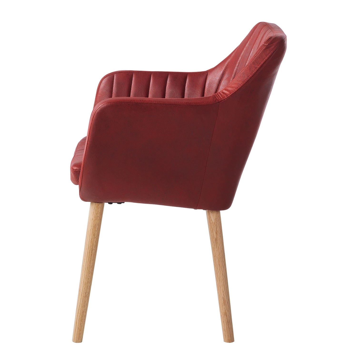 Mørteens Chaise à accoudoirs Leedy IV - Imitation cuir / Chêne massif - Rouge cerise - Lot de 2 4 Mørteens Chaise à accoudoirs Leedy IV - Imitation cuir / Chêne massif - Rouge cerise - Lot de 2 – Image 4