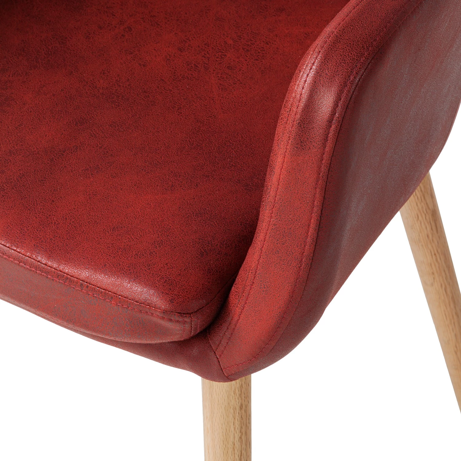 Mørteens Chaise à accoudoirs Leedy IV - Imitation cuir / Chêne massif - Rouge cerise - Lot de 2 7 Mørteens Chaise à accoudoirs Leedy IV - Imitation cuir / Chêne massif - Rouge cerise - Lot de 2 – Image 7