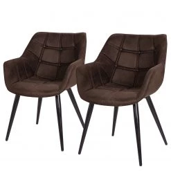 Mørteens Chaise à accoudoirs Lamppi II - microfibre / Métal - Expresso - Lot de 2