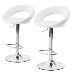 Fredriks Chaise de bar Hemingway - Blanc / Chrome - Lot de 2