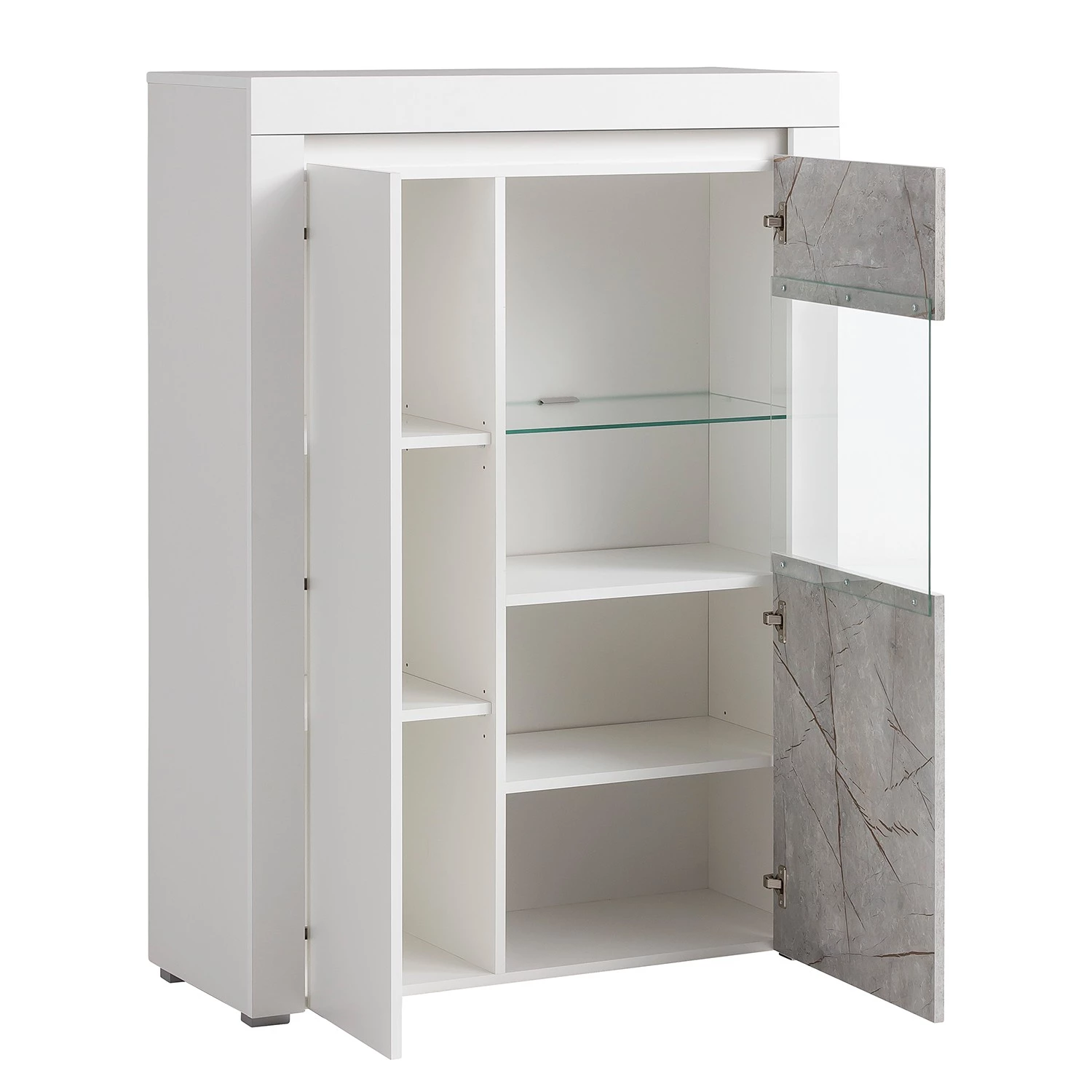 Loftscape Buffet haut Stonda I - Blanc - Porte en verre à droite 5 Loftscape Buffet haut Stonda I - Blanc - Porte en verre à droite – Image 5