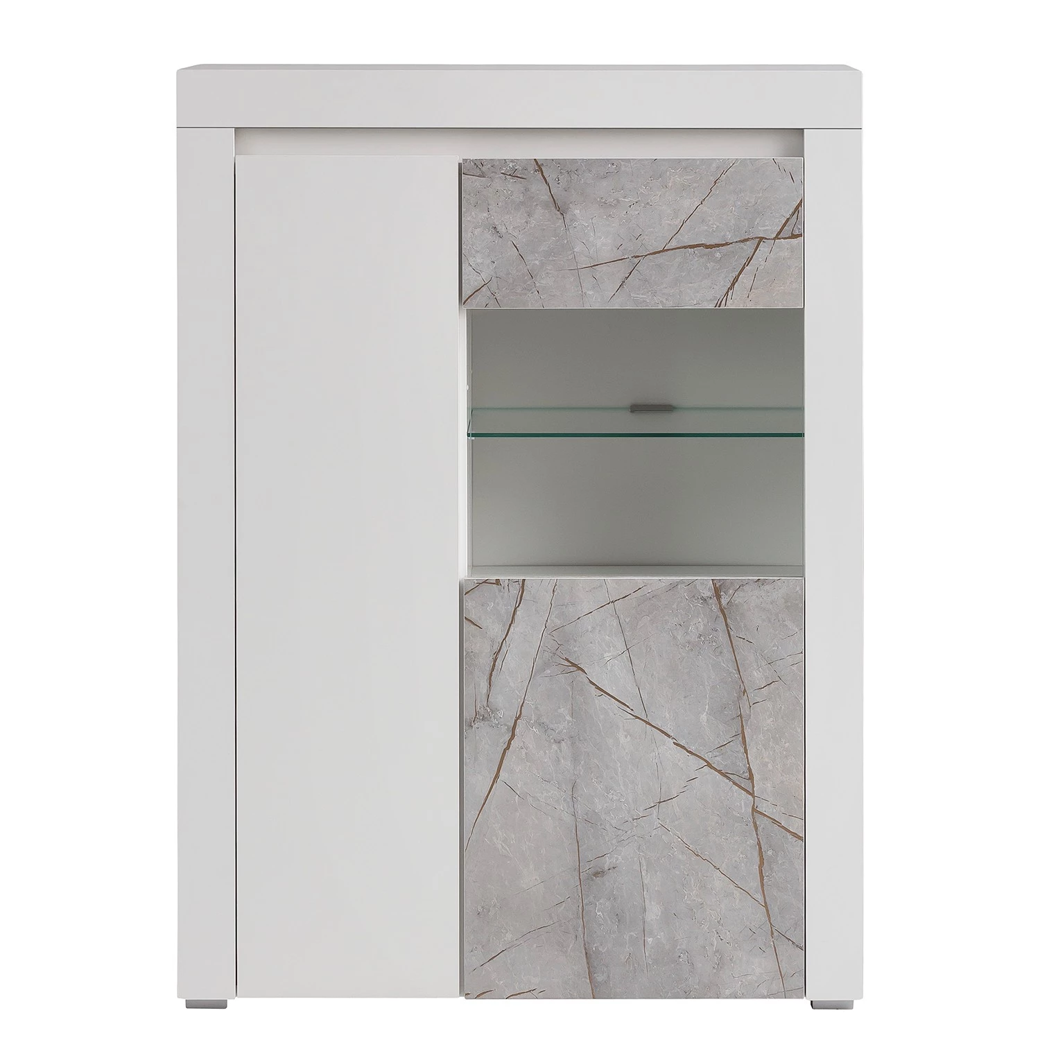 Loftscape Buffet haut Stonda I - Blanc - Porte en verre à droite 6 Loftscape Buffet haut Stonda I - Blanc - Porte en verre à droite – Image 6