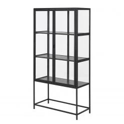 Red Living Vitrine Coogee - Noir / Imitation chêne brun noir - Hauteur : 150 cm