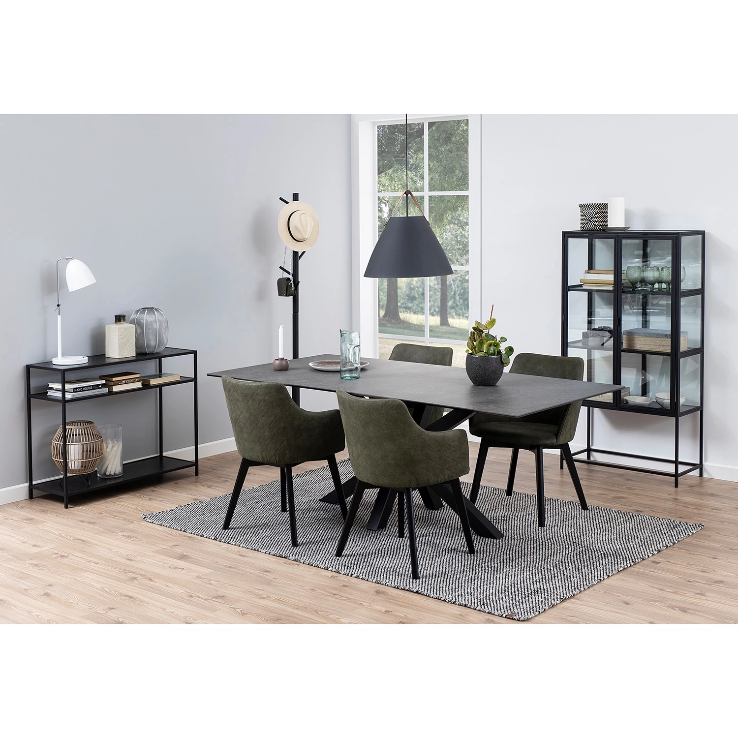 Red Living Vitrine Coogee - Noir / Imitation chêne brun noir - Hauteur : 150 cm 3 Red Living Vitrine Coogee - Noir / Imitation chêne brun noir - Hauteur : 150 cm – Image 3