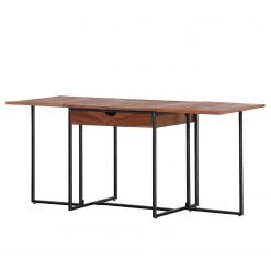 Red Living Table Savella - (extensible) Bois recyclé massif / Fer - Bois recyclé / Noir