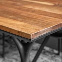 Red Living Table Rudine - Acacia massif / Fer - Acacia / Anthracite -Meubles de salle à manger Soldes Magasin 1000315307 211228 15595800056 DETAILS P000000001000315307