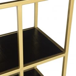 Jack & Alice Étagère Nooble I - Manguier massif / Métal - Manguier noir / Doré -Meubles de salle à manger Soldes Magasin 1000315440 220427 050 DETAILS P000000001000315440