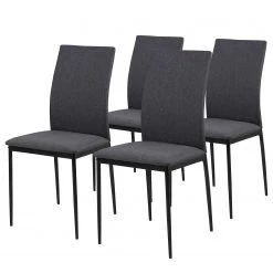 Loftscape Chaises capitonnées Domenica II (4) - Tissu / Fer - Gris / Noir