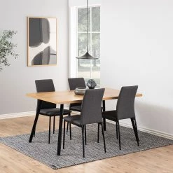 Loftscape Chaises capitonnées Domenica II (4) - Tissu / Fer - Gris / Noir -Meubles de salle à manger Soldes Magasin 1000319571 220128 1256590021 MOOD DETAILS P000000001000319571 mood