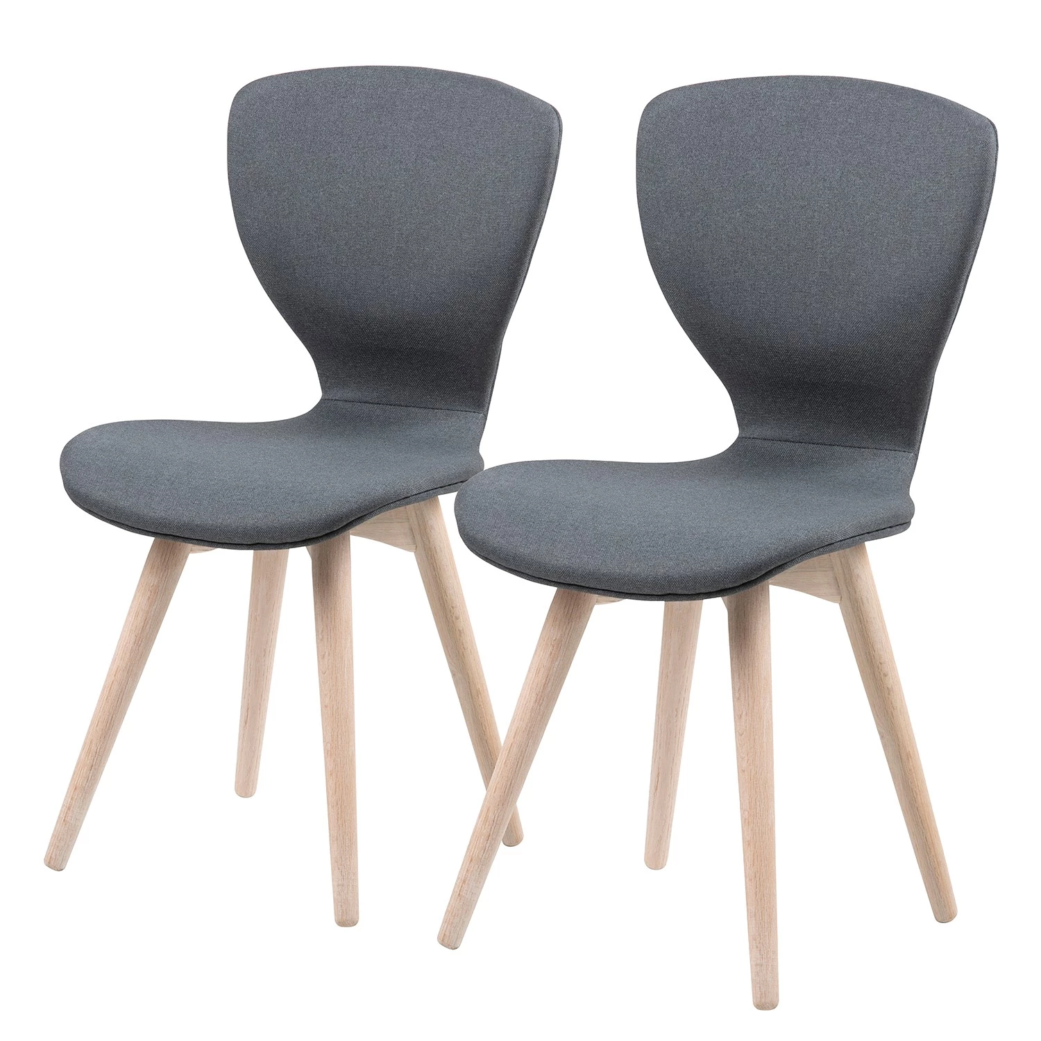 Loftscape Chaises capitonnées Monreale (lot de 2) - Tissu / Chêne massif - Gris / Chêne 1 Loftscape Chaises capitonnées Monreale (lot de 2) - Tissu / Chêne massif - Gris / Chêne