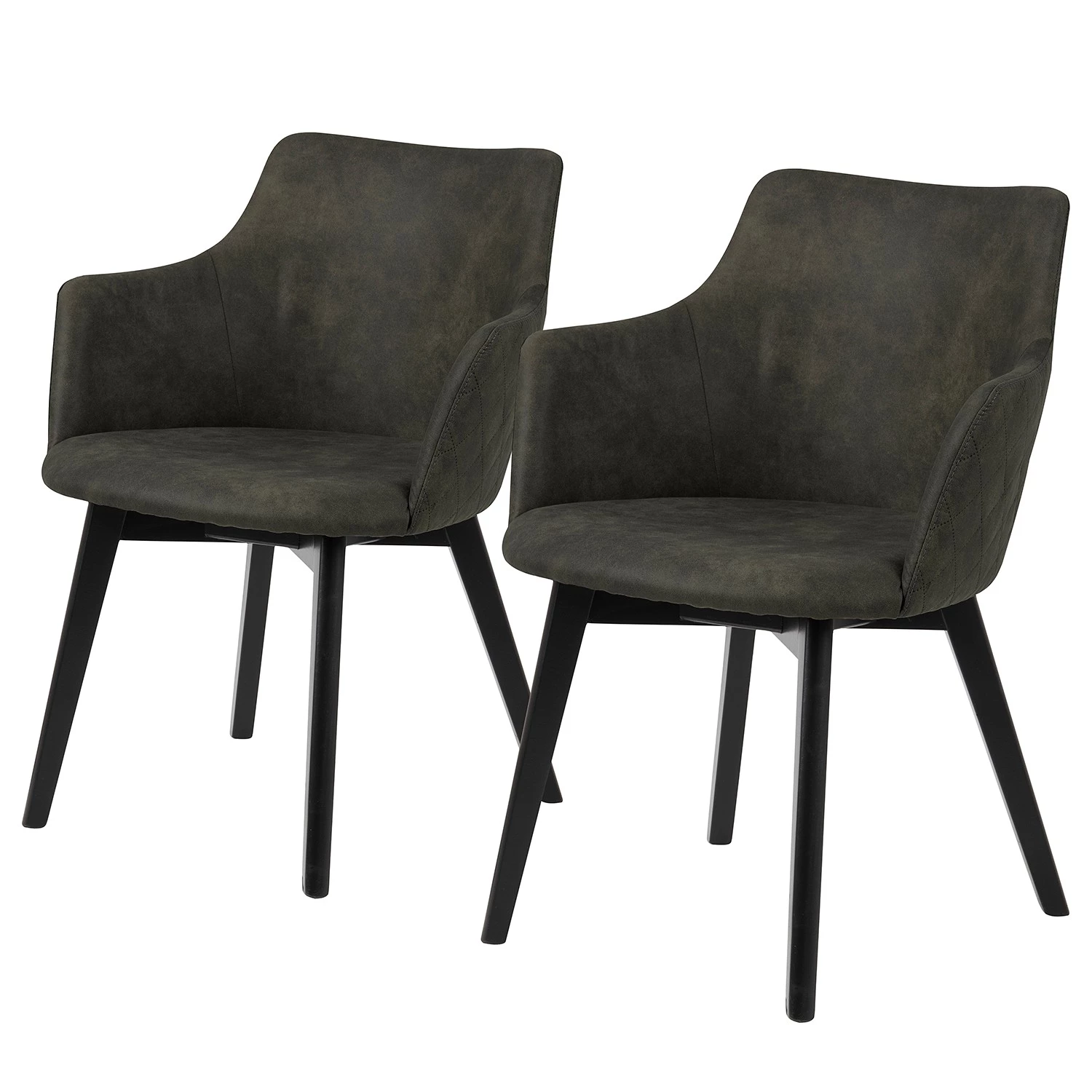 Loftscape Chaises à accoudoirs Kampen I (lot de 2) - Vert olive foncé 1 Loftscape Chaises à accoudoirs Kampen I (lot de 2) - Vert olive foncé