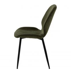 Loftscape Chaises capitonnées Kerang I (lot de 4) - Velours côtelé / Fer - Vert olive foncé / Noir -Meubles de salle à manger Soldes Magasin 1000319627 220128 1257220040 DETAILS P000000001000319627
