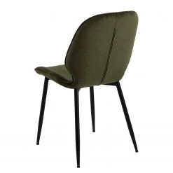 Loftscape Chaises capitonnées Kerang I (lot de 4) - Velours côtelé / Fer - Vert olive foncé / Noir -Meubles de salle à manger Soldes Magasin 1000319627 220128 1257220050 DETAILS P000000001000319627