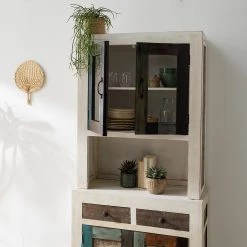 Wolf-Möbel Vaisselier Goa White - Partiellement en manguier massif - Manguier vintage blanc -Meubles de salle à manger Soldes Magasin 1000326948 220621 031 DETAILS P000000001000326948