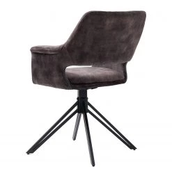 Loftscape Chaises à accoudoirs Moala II (lot de 2) - Velours / Acier - Gris vintage / Noir -Meubles de salle à manger Soldes Magasin 1000329352 220203 161419000050 DETAILS P000000001000329352