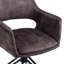 Loftscape Chaises à accoudoirs Moala II (lot de 2) - Velours / Acier - Gris vintage / Noir -Meubles de salle à manger Soldes Magasin 1000329352 220203 161419000060 DETAILS P000000001000329352