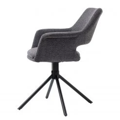 Loftscape Chaise à accoudoirs Keldur II (lot de 2) - Tissu / Acier - Gris / Noir -Meubles de salle à manger Soldes Magasin 1000329354 220203 16142000035 DETAILS P000000001000329354
