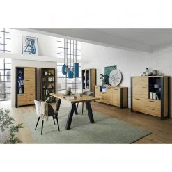 Red Living Buffet haut Zagora - Imitation chêne à nœuds / Noir -Meubles de salle à manger Soldes Magasin 1000329413 220203 15484300020 MOOD DETAILS P000000001000329413 mood