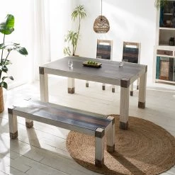 Wolf-Möbel Salle à manger Goa White (4 éléments) - Partiellement en manguier massif - Manguier vintage blanc -Meubles de salle à manger Soldes Magasin 1000330224 220621 021 MOOD DETAILS P000000001000330224 mood