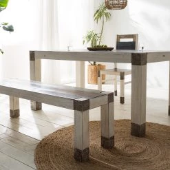 Wolf-Möbel Salle à manger Goa White (4 éléments) - Partiellement en manguier massif - Manguier vintage blanc -Meubles de salle à manger Soldes Magasin 1000330224 220621 030 DETAILS P000000001000330224