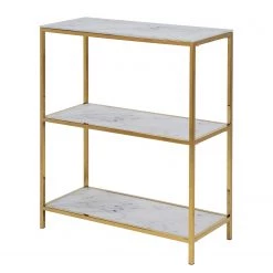 Fredriks Étagère Katori II - Verre / Métal - Imitation marbre blanc / Doré