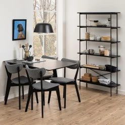 Loftscape Chaises Rigby II (lot de 2) - Tissu / Hévéa massif - Gris / Noir -Meubles de salle à manger Soldes Magasin 1000330926 220223 020 MOOD DETAILS P000000001000330926 mood