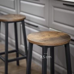 Red Living Tabourets de bar Savar (lot de 2) - Imitation bois recyclé / Noir -Meubles de salle à manger Soldes Magasin 1000332559 220303 030 DETAILS P000000001000332559