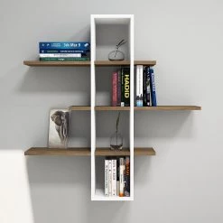 Loftscape Étagère murale Valetta - Blanc / Imitation noyer -Meubles de salle à manger Soldes Magasin 1000333631 220302 021 MOOD DETAILS P000000001000333631 mood