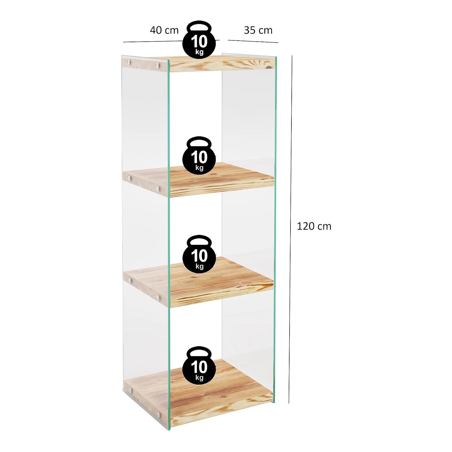 Loftscape Étagère Rodgau - Verre / Pin massif - Pin - Hauteur : 120 cm 6 Loftscape Étagère Rodgau - Verre / Pin massif - Pin - Hauteur : 120 cm – Image 6