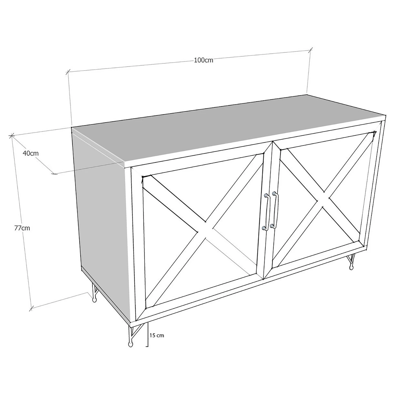 Red Living Buffet Vallrun - Imitation pin / Anthracite 4 Red Living Buffet Vallrun - Imitation pin / Anthracite – Image 4