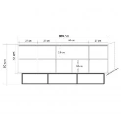 Red Living Buffet Yopal II - Métal - Imitation chêne / Noir -Meubles de salle à manger Soldes Magasin 1000333724 220302 500 SKETCH DETAILS P000000001000333724 sketch