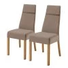 Norrwood Chaises capitonnées Reila (lot de 2) - Cappuccino - Chêne clair