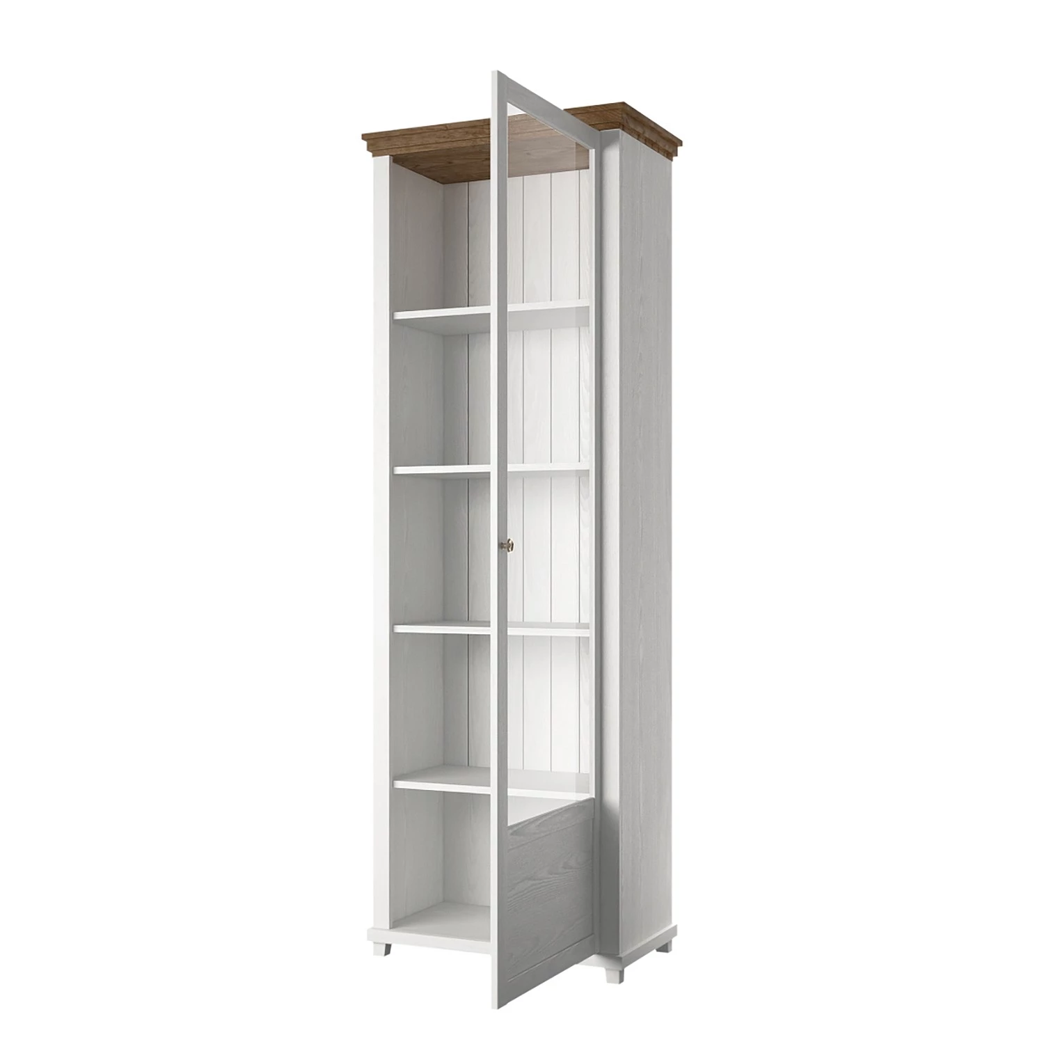 Ridgevalley Vitrine Emmanuela - Imitation épicéa blanc - Butoir à droite 3 Ridgevalley Vitrine Emmanuela - Imitation épicéa blanc - Butoir à droite – Image 3