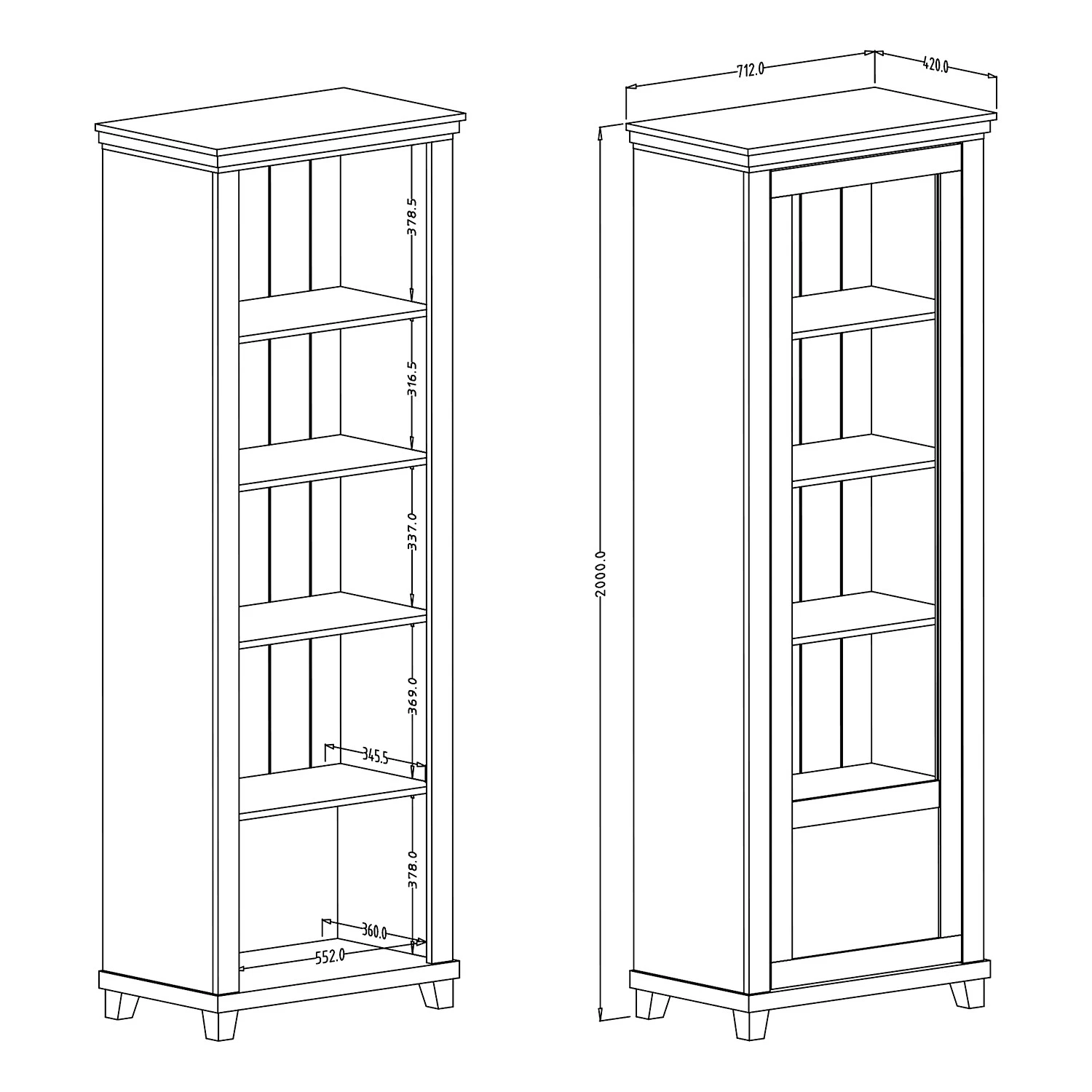 Ridgevalley Vitrine Emmanuela - Imitation épicéa blanc - Butoir à droite 5 Ridgevalley Vitrine Emmanuela - Imitation épicéa blanc - Butoir à droite – Image 5