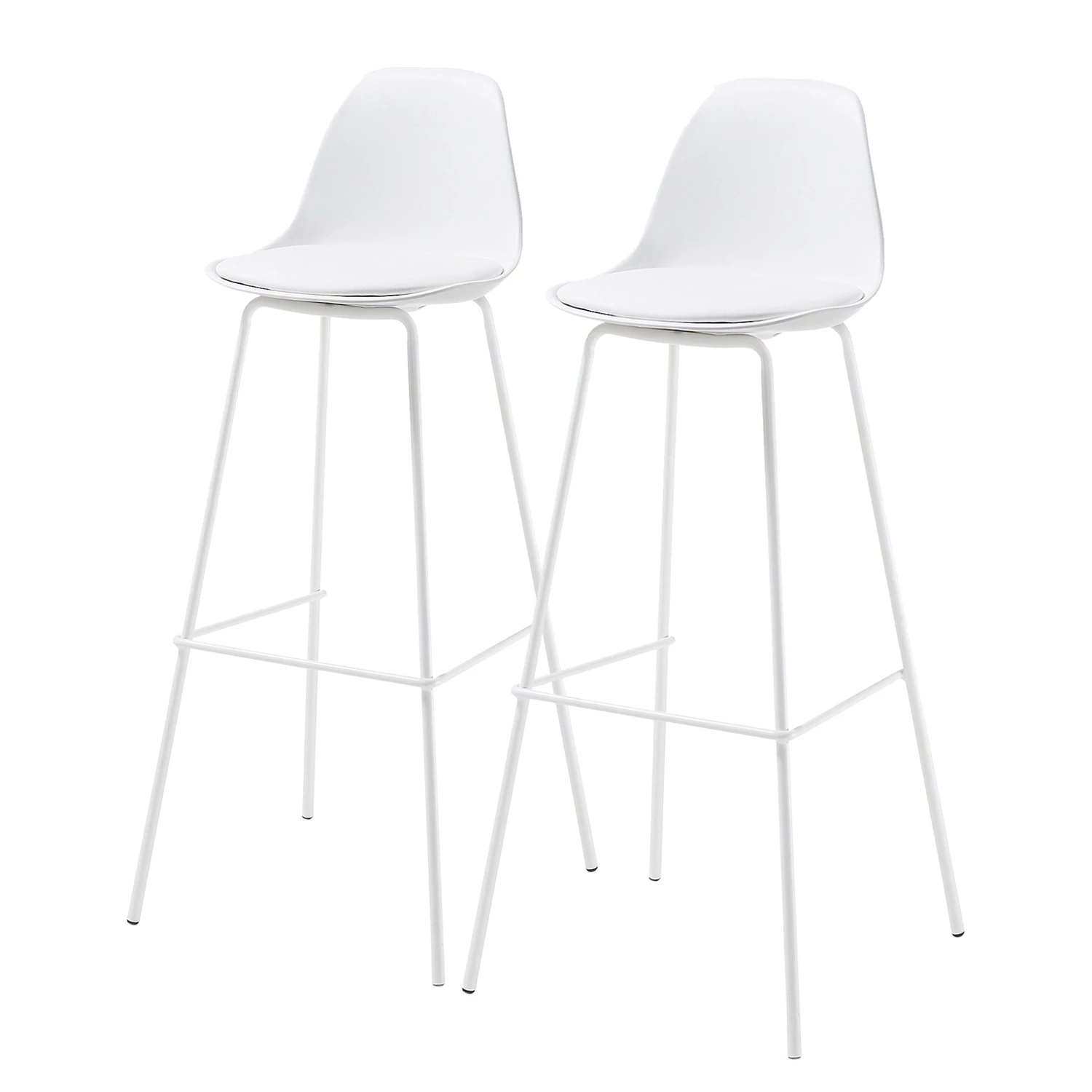 Loftscape Chaises de bar Royale (lot de 2) - Matière plastique et imitation cuir / Acier - Blanc 1 Loftscape Chaises de bar Royale (lot de 2) - Matière plastique et imitation cuir / Acier - Blanc