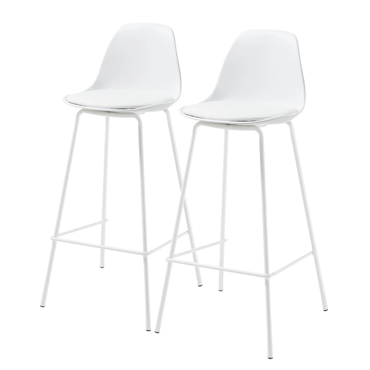 Loftscape Chaises de bar Royale (lot de 2) - Matière plastique et imitation cuir / Acier - Blanc 1 Loftscape Chaises de bar Royale (lot de 2) - Matière plastique et imitation cuir / Acier - Blanc