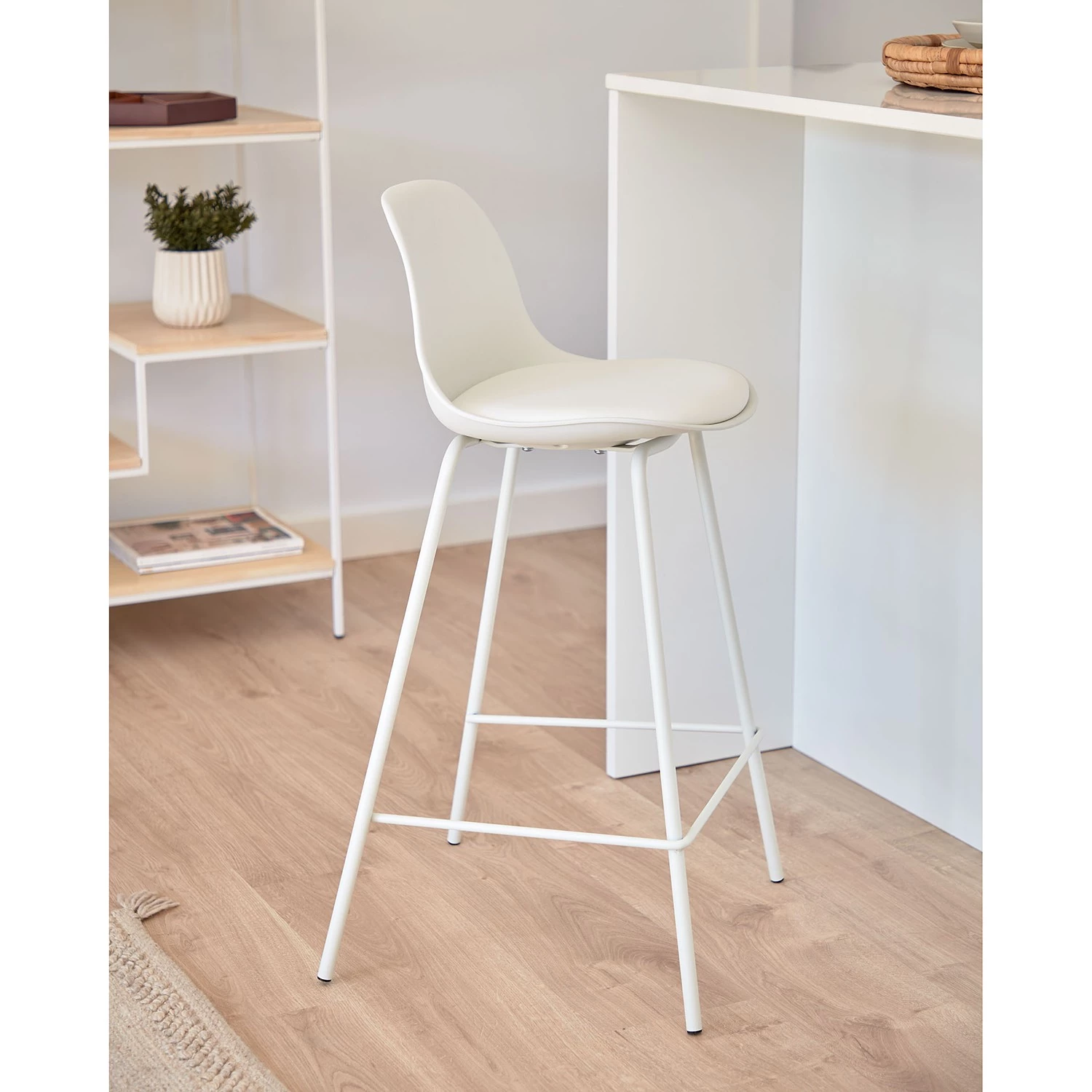 Loftscape Chaises de bar Royale (lot de 2) - Matière plastique et imitation cuir / Acier - Blanc 3 Loftscape Chaises de bar Royale (lot de 2) - Matière plastique et imitation cuir / Acier - Blanc – Image 3