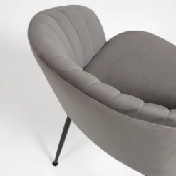 Loftscape Chaises Lumi III (lot de 2) - Velours / Acier - Gris / Noir -Meubles de salle à manger Soldes Magasin 1000340198 220414 045 DETAILS P000000001000340198