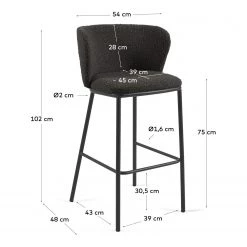 Loftscape Chaises de bar Rovigo (lot de 2) - Gris foncé -Meubles de salle à manger Soldes Magasin 1000340213 220414 500 SKETCH DETAILS P000000001000340213 sketch